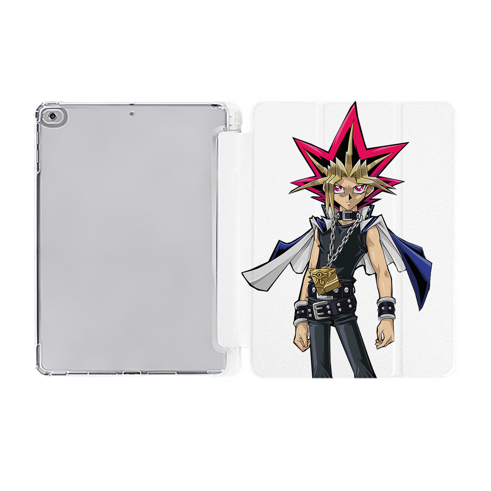 （画像用） 遊☆戯☆王 Yu-Gi-Oh! IPad ケース ペン収納付き 三つ折りスタンド PUレザー×シリコン 対応機種9.5/10.5/10.9インチ